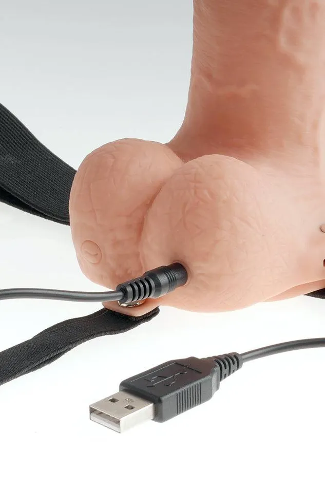 Female Sex Toys Pipedream Pipedream Fetish Fantasy 7 Inch Hollow Rechargeable Vibrating StrapOn Beige
