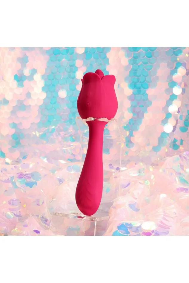 Honey Play Box Vibrators Honey Play Box Rhea The Rose Licking Tongue GSpot Vibrator Red