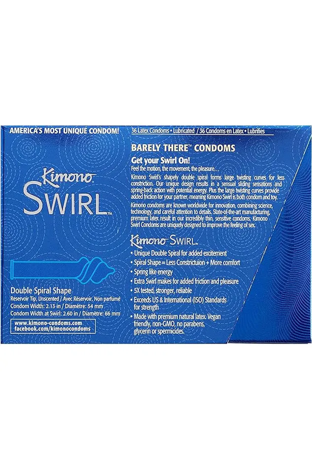 Kimono Swirl Swirl Premium Lubricated Condoms 12 Pack Kimono Female Sex Toys