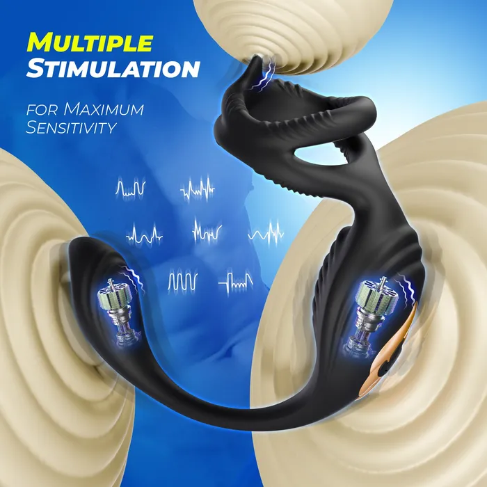 Male Sex Toys Amovibe Vibrating Penis Ring with Anal Plug Male Sex Toys Amovibe Vibrating Penis Ring with Anal Plug