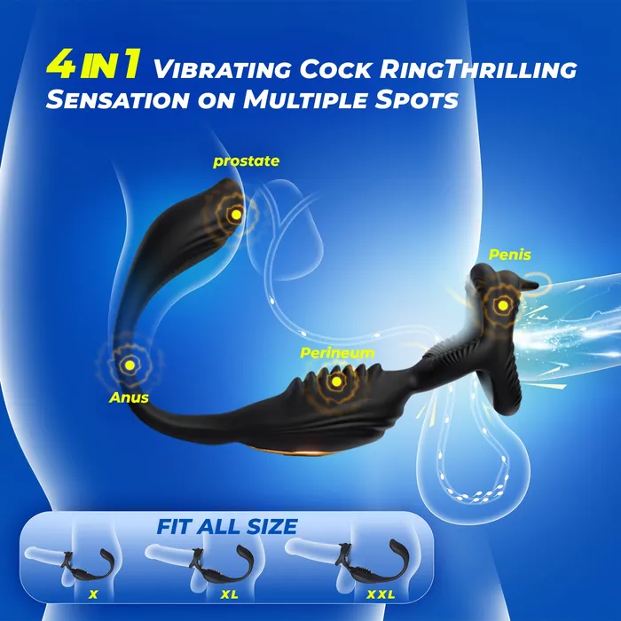 Male Sex Toys Amovibe Vibrating Penis Ring with Anal Plug Male Sex Toys Amovibe Vibrating Penis Ring with Anal Plug