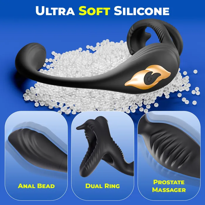 Male Sex Toys Amovibe Vibrating Penis Ring with Anal Plug Male Sex Toys Amovibe Vibrating Penis Ring with Anal Plug