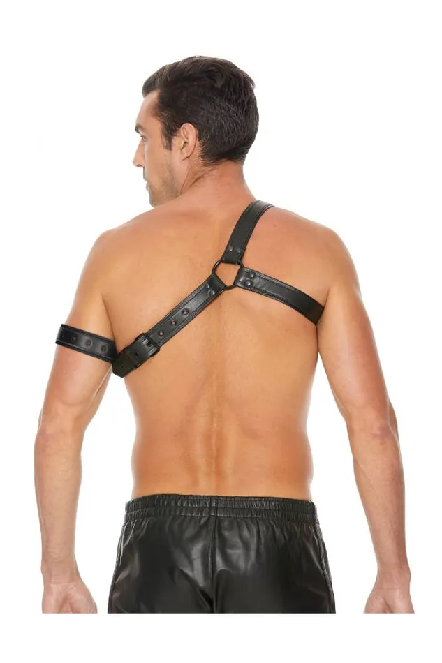 Ouch by Shots Toys Bonded Leather Gladiator Harness Black Shots Toys Vibrators