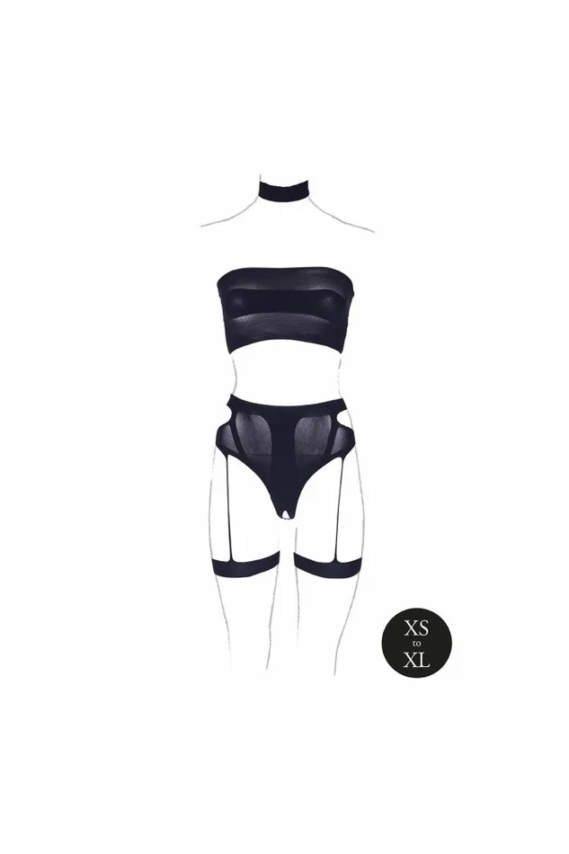 Shots Toys Anal Shots Toys Le Dsir SHA008 Ananke Three Piece Bandeau Panty Set Black OS