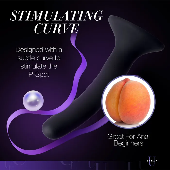 Anal Strap U Black Silicone Dildo Small