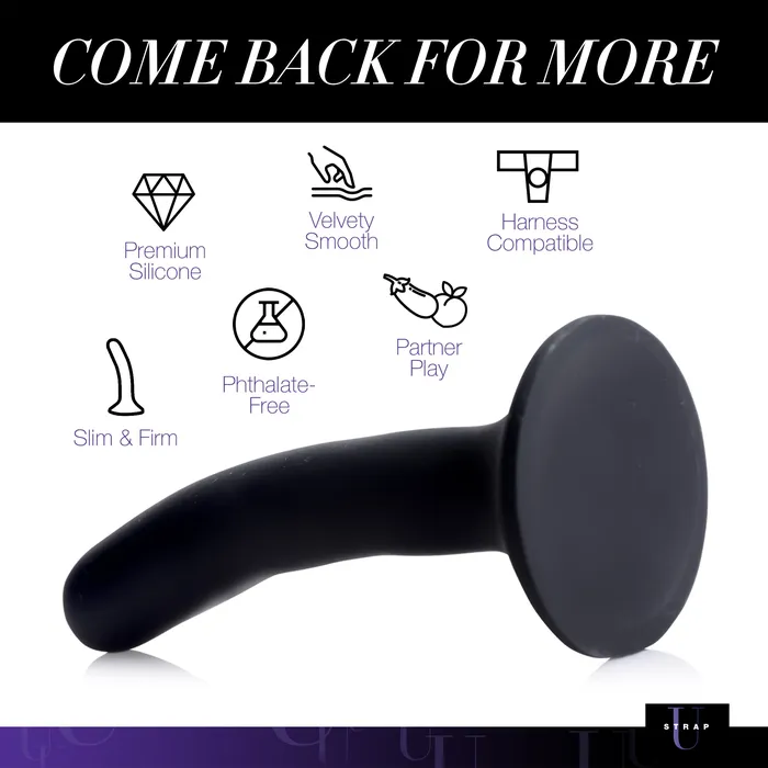 Anal Strap U Black Silicone Dildo Small