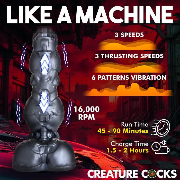 Cyborg Cock Thrusting Vibrating Silicone Dildo Creature Cocks Female Sex Toys