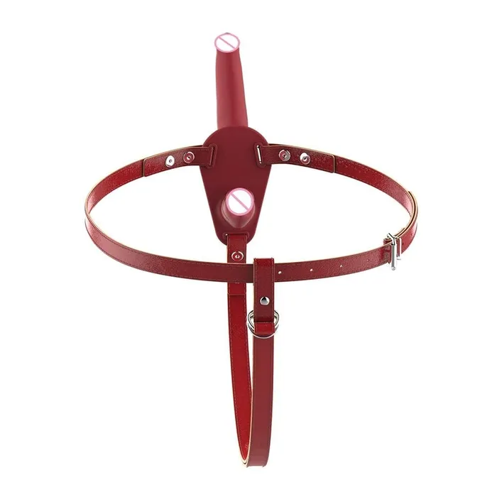 Lovegasm Passionate Red Double Ended Harness Set Dp Sided Headed Female Sex Toys