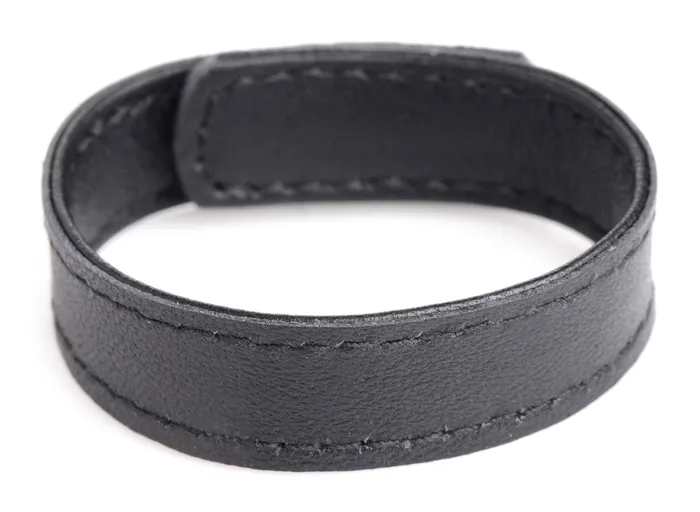 XR Brands Strict Male Sex Toys Leather and Velcro Cock Ring Black
