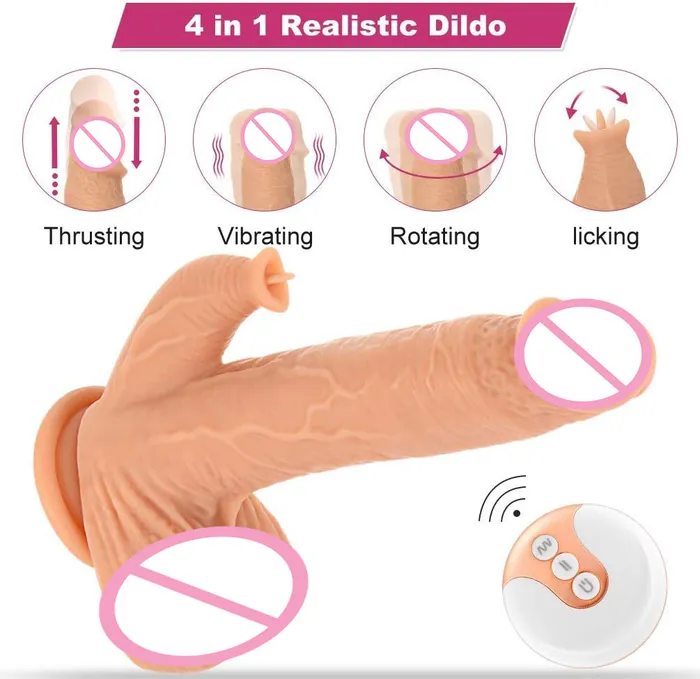 98 Inch Liquid Silicone Realistic Licking Thrusting Rotating Dildo YOSPOSS Female Sex Toys