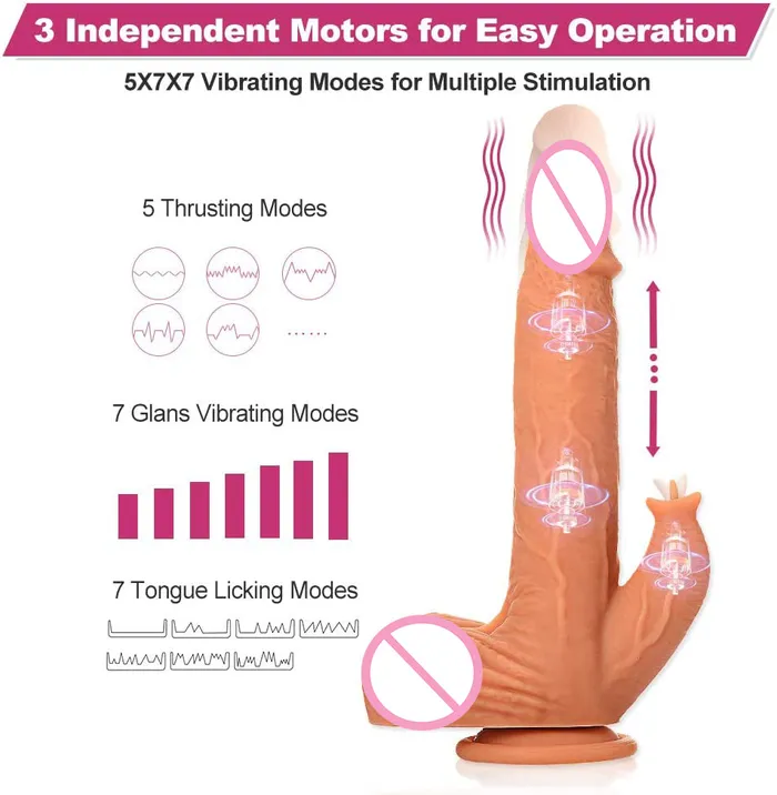 98 Inch Liquid Silicone Realistic Licking Thrusting Rotating Dildo YOSPOSS Female Sex Toys