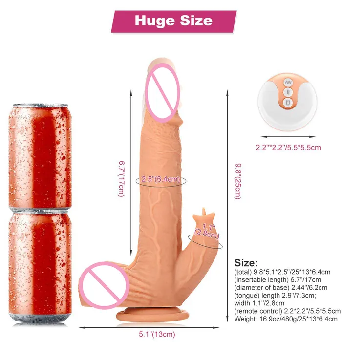 98 Inch Liquid Silicone Realistic Licking Thrusting Rotating Dildo YOSPOSS Female Sex Toys