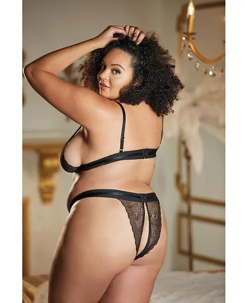 Anal Allure Lingerie Lp Allure Lace Peek A Boo Bralette Panty Black Qn