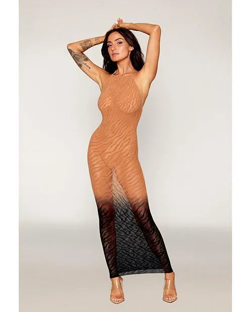 Bodystockings Playsuits Dreamgirl International TwoTone Ombre Seamless Zebra Knit Bodystocking Gown CopperBlack OS Bodystockings Playsuits Dreamgirl International TwoTone Ombre Seamless Zebra Knit Bodystocking Gown CopperBlack OS