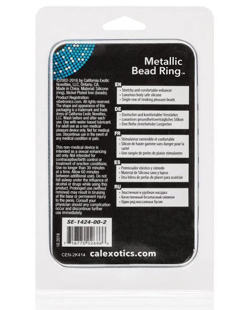 California Exotic Novelties Male Sex Toys Metallic Bead Ring Clear