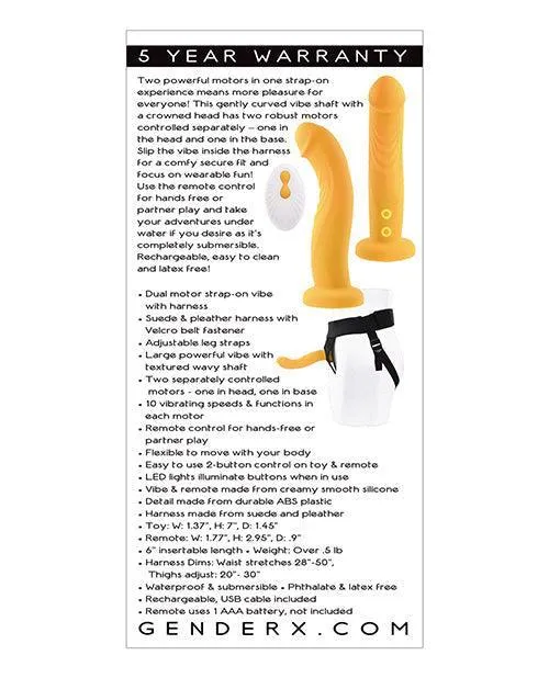 Evolved Novelties INC Female Sex Toys Gender X Sweet Embrace Dual Motor Strap On Vibe Wharness Yellow