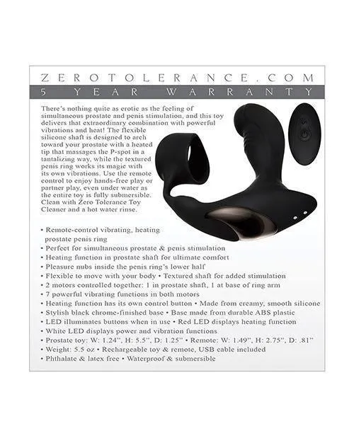 Evolved Novelties INC Zero Tolerance Strapped Tapped Rechargeable Prostate Vibrator Black Anal