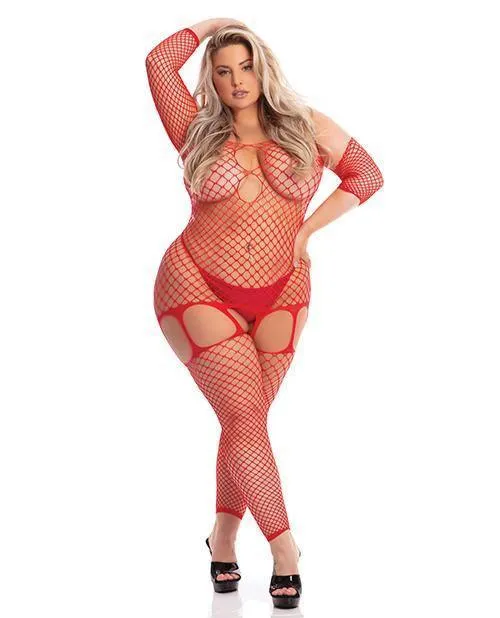 Pink Lipstick In My Head Net Bodystocking Rene Rofe Vibrators