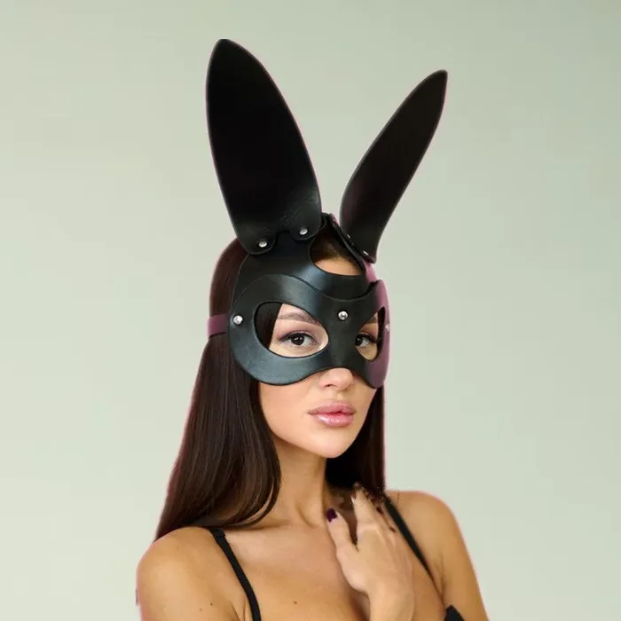 propinkup Vibrators Cosplay Face Mask Fox Bunny Cat PU leather Rivet Punk Style