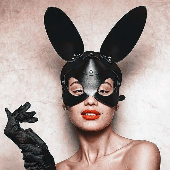 propinkup Vibrators Cosplay Face Mask Fox Bunny Cat PU leather Rivet Punk Style