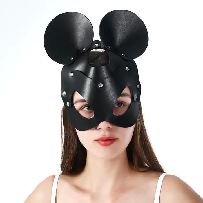 propinkup Vibrators Cosplay Face Mask Fox Bunny Cat PU leather Rivet Punk Style