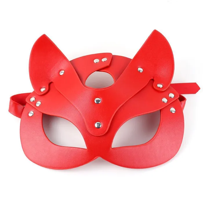 propinkup Vibrators Cosplay Face Mask Fox Bunny Cat PU leather Rivet Punk Style