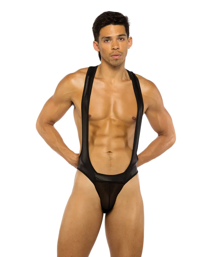 Roma Costume INC Mens Wrestling Jockstrap Singlet Black Anal