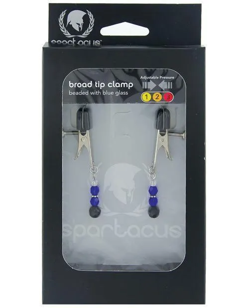 Spartacus Anal Spartacus Adjustable Broad Tip Blue Beaded Nipple Clamps
