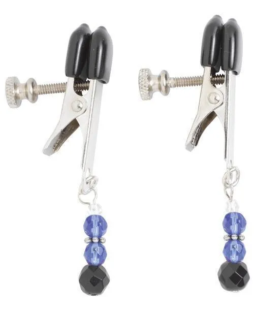 Spartacus Anal Spartacus Adjustable Broad Tip Blue Beaded Nipple Clamps