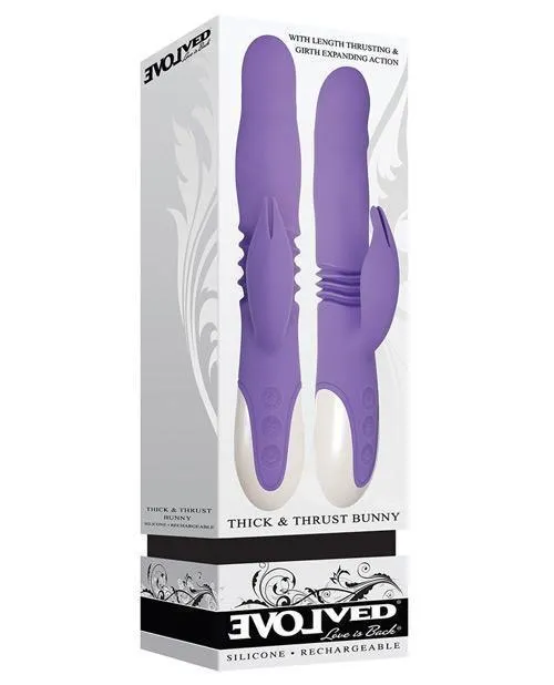 Vibrators Evolved Novelties INC Evolved Thick Thrust Bunny Dual Stim Rechargeable Purple Vibrators Evolved Novelties INC Evolved Thick Thrust Bunny Dual Stim Rechargeable Purple