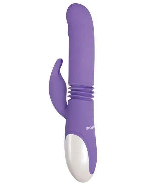 Vibrators Evolved Novelties INC Evolved Thick Thrust Bunny Dual Stim Rechargeable Purple Vibrators Evolved Novelties INC Evolved Thick Thrust Bunny Dual Stim Rechargeable Purple