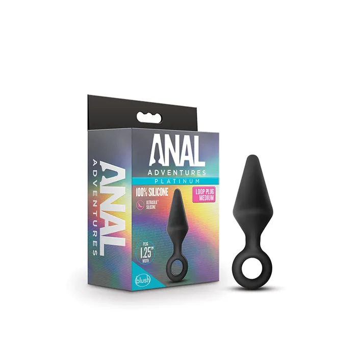 Anal Blush Blush Anal Adventures Platinum Silicone Loop Plug Medium Black