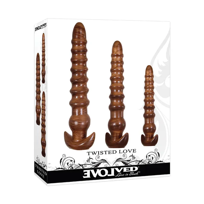 Anal Evolved Twisted Love 3Piece Ring Texture Anal Plug Set Gold Evolved