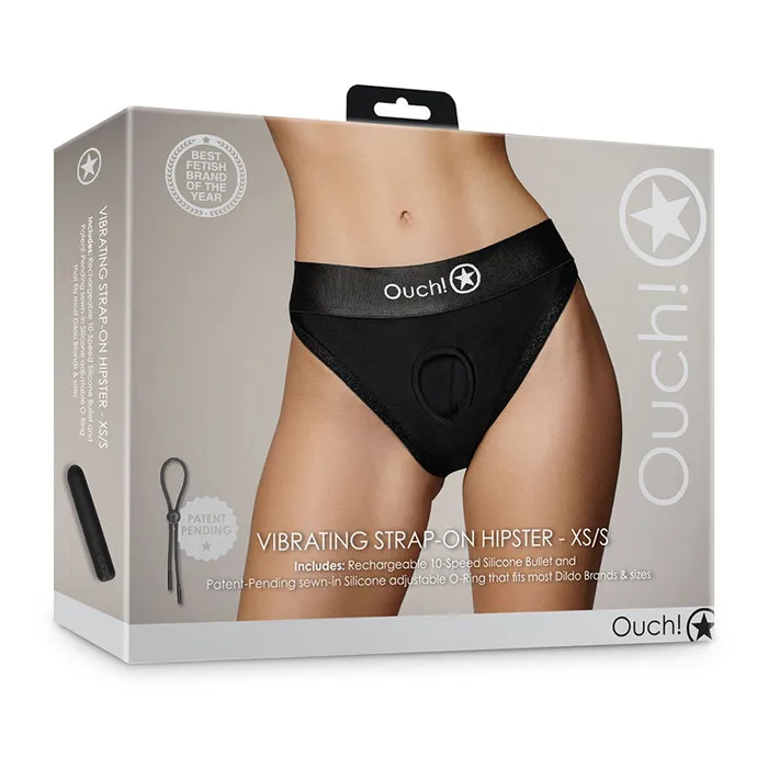 Anal Shots America LLC Shots Ouch Vibrating Strapon Hipster Black XSS