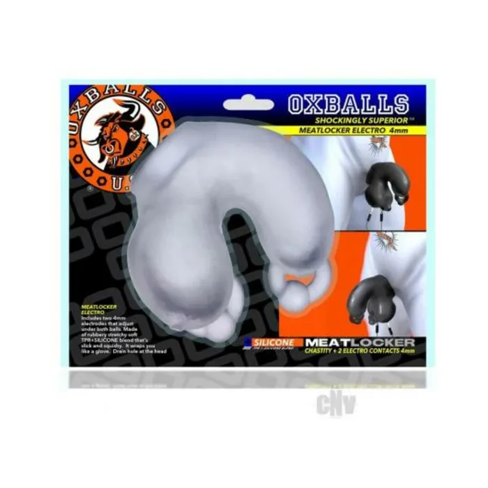 Blue Ox Designs Oxballs Oxballs Meatlocker Electro Chastity 4 Mm Clear Ice Male Sex Toys Blue Ox Designs Oxballs Oxballs Meatlocker Electro Chastity 4 Mm Clear Ice Male Sex Toys