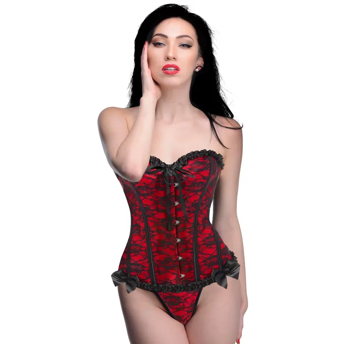 Couples Scarlet Seduction Laceup Corset Thong Large Master Series