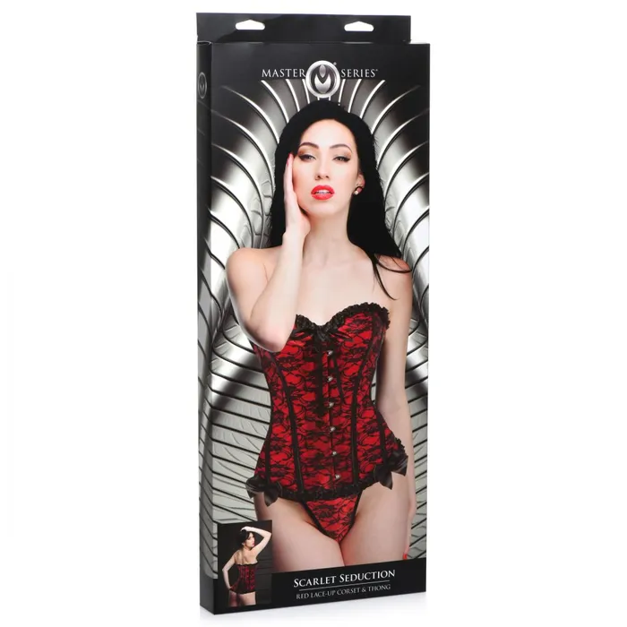 Couples Scarlet Seduction Laceup Corset Thong Large Master Series