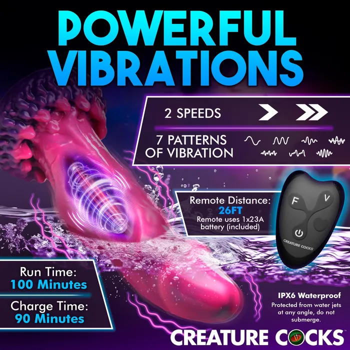 Creature Cocks Female Sex Toys Xenox Vibrating Silicone Dildo with Remote