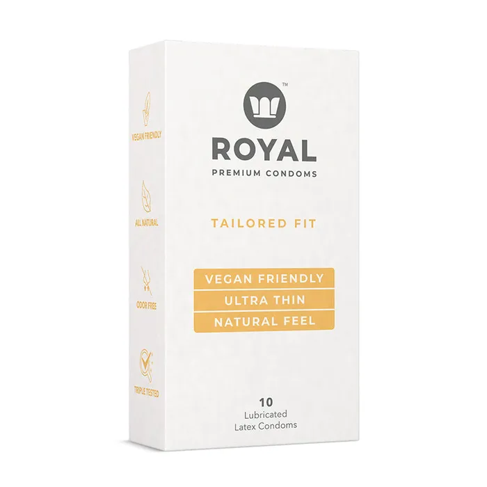 Female Sex Toys M3 Global Enterprises LLC Royal Condom Tailored Fit Vegan Condoms 10Pack