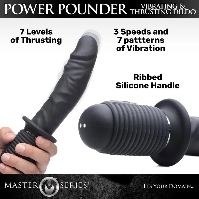 Female Sex Toys Master Series Power Pounder Vibrating and Thrusting Silicone Dildo