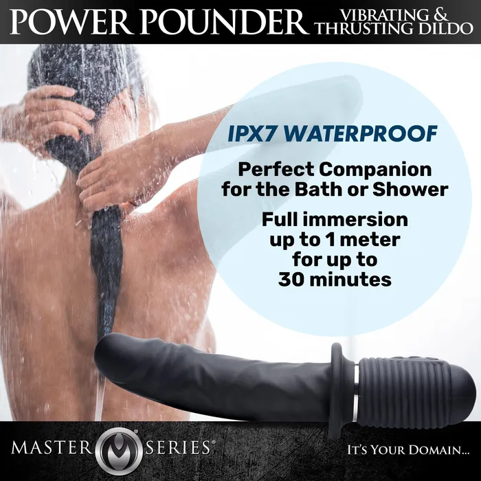 Female Sex Toys Master Series Power Pounder Vibrating and Thrusting Silicone Dildo