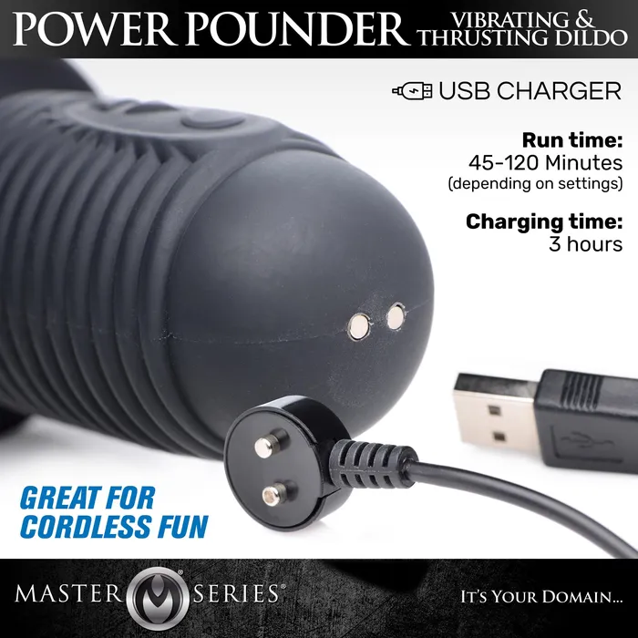 Female Sex Toys Master Series Power Pounder Vibrating and Thrusting Silicone Dildo