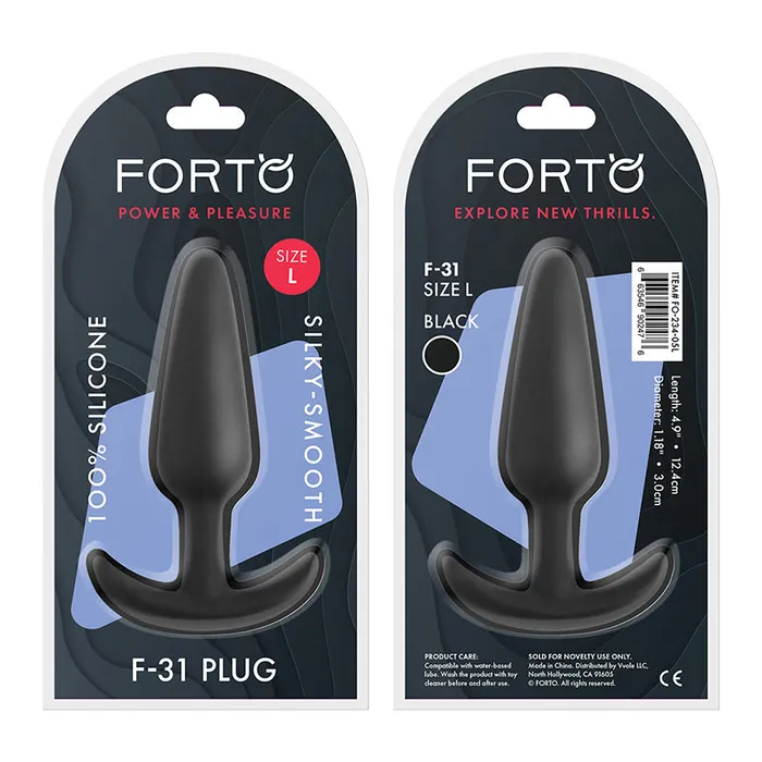 Forto F31 Silicone Anal Plug Large Black Vvole Male Sex Toys