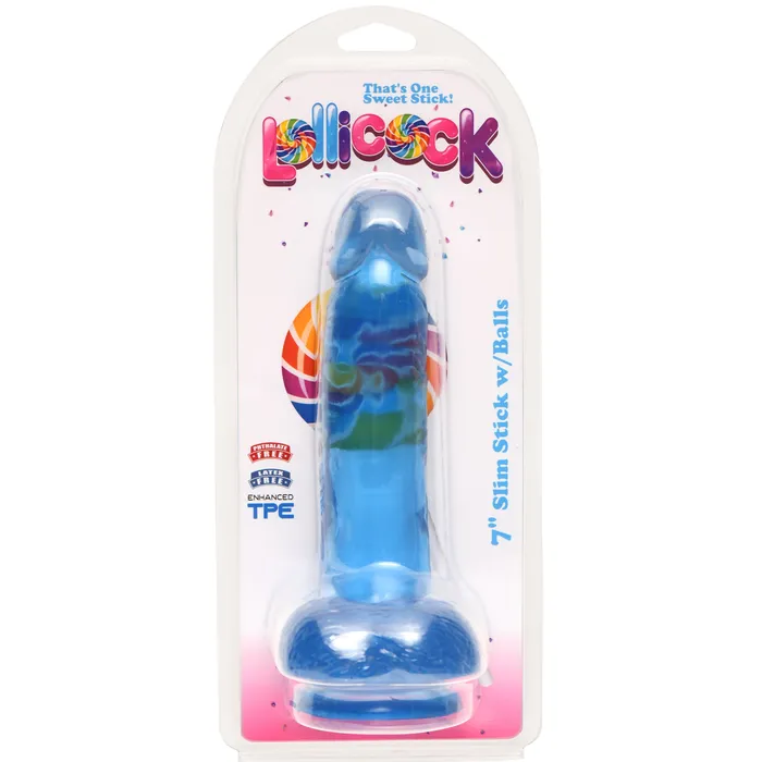 Lollicock Dildos Lollicock 7 Inch Slim Stick with Balls Berry Ice Dildo