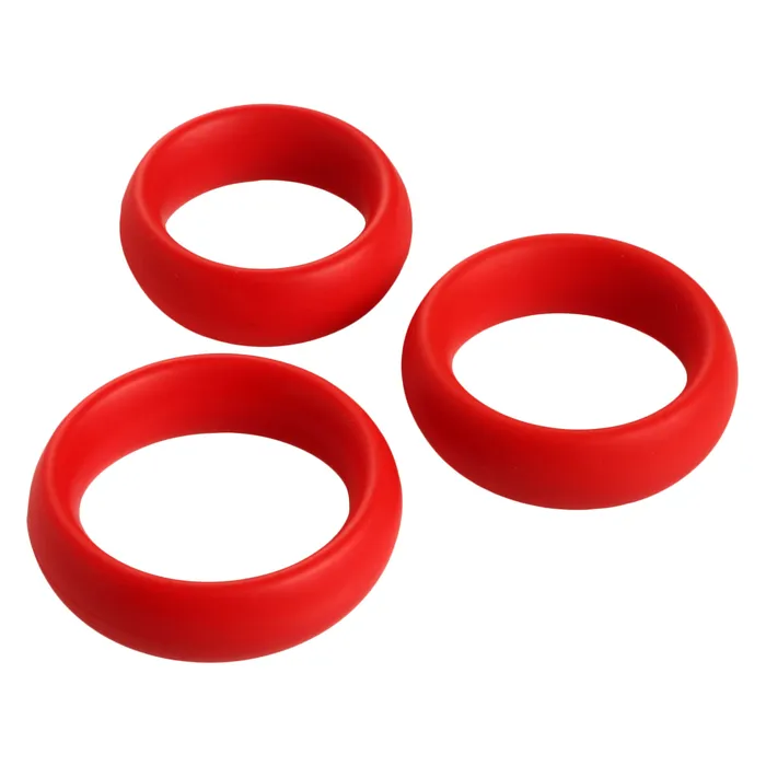 Male Sex Toys 3 Piece Silicone Cock Ring Set Red Trinity Men