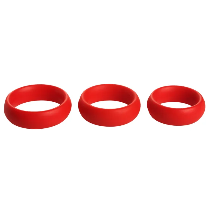 Male Sex Toys 3 Piece Silicone Cock Ring Set Red Trinity Men