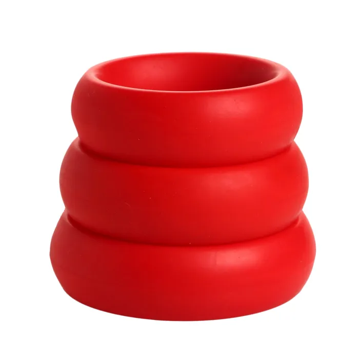 Male Sex Toys 3 Piece Silicone Cock Ring Set Red Trinity Men