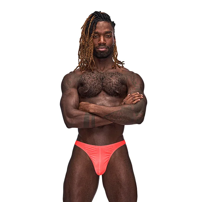 Male Sex Toys Male Power Barely There Bong Thong Coral LXL Male Power
