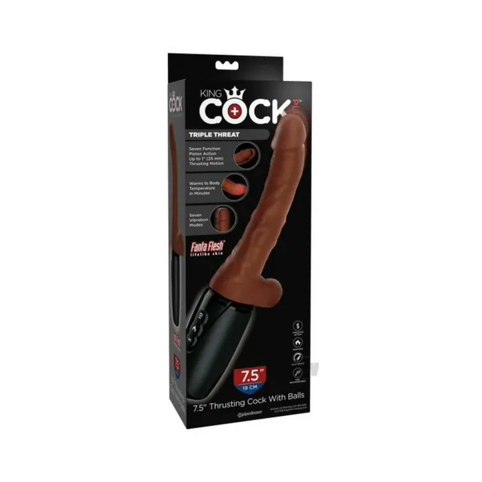 Pipedream Dildos King Cock Plus 75 In Thrusting Cock With Balls Brown
