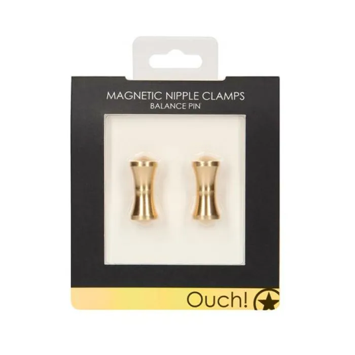 Shots America LLC Couples Ouch Magnetic Nipple Clamps Balance Pin Gold